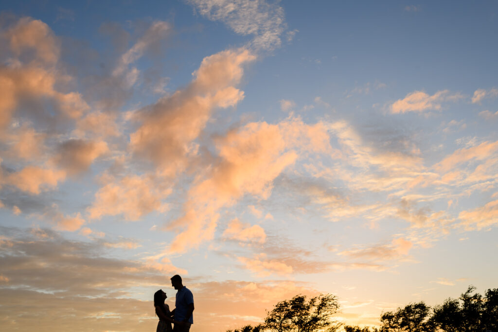 Silhouette of the couple on their proposal photography on Maui by Meet Me at the Beach